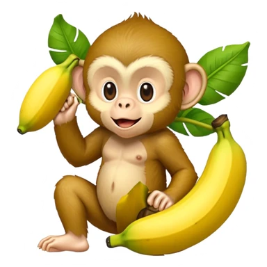 Banana Monkey Green Pink Yellow sticker