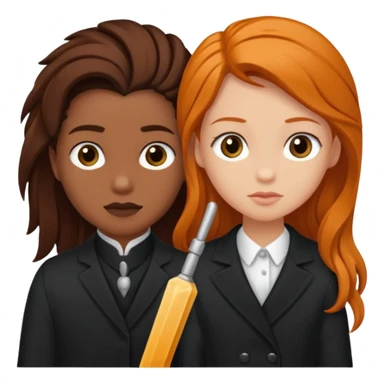 Genre moi un garçon noir roux avec un haut noire et des vanilles qui fait un câlin à. Une fille noir clair avec de longue tresses et un haut noir  sticker