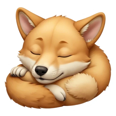 Meme-Worthy Cute Sleeping Dingo Portrait Emoji, Head resting peacefully with a contented smile, showcasing a lean build and a luxuriously soft sandy fur, eyes shut in a serene, restful nap, Simplified yet hilariously adorable features, highly detailed, glowing with a soft, drowsy light, high shine, relaxed and utterly lovable, stylized with an air of playful laziness, bright and heartwarming, soft glowing outline, capturing the essence of a comically sleepy dingo, so meme‐worthy it feels like it could instantly become the next viral sensation of adorable outback slumber! sticker