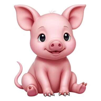 cinematic-[realistic piglet]-realistic-full-body-sitting-emoji,-tail-flicking-lazily,-head-tilted-dramatically,-sleek-[pink]-skin,-simplified-yet-realistic-focused-features,-highly-detailed,-glowing-with-an-almost-sarcastic-glow sticker