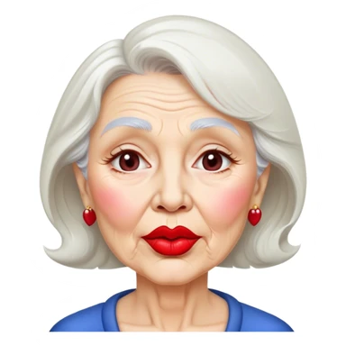 Grandma with lipstick making a kiss face  sticker