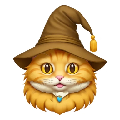 Yellow cat emoji wearing a sorting hat sticker