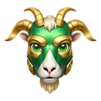 A  golden terminator Goat with green eyes sticker