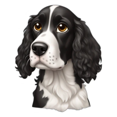 Chien noir et blanc cocker croisé springer sticker