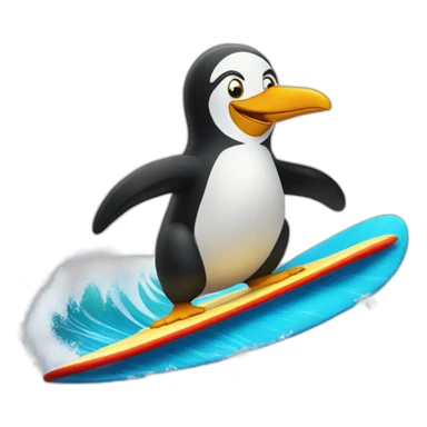 Pingouin qui fait du surf sticker