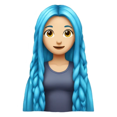 Girl with two very long blue hair in only two long plaits on either side touching the floor  sticker
