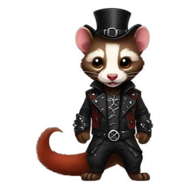 Red ferret wearing gothic heavy metal clothing sticker