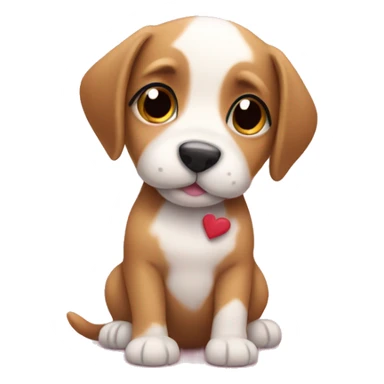 Puppy with hearts sticker