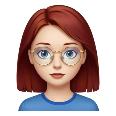 ragazza con capelli rosso mogano scuro e occhi azzurri con occhiali sottili dorati sticker
