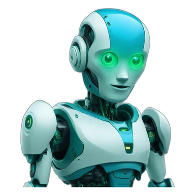 AI robot blue green sticker