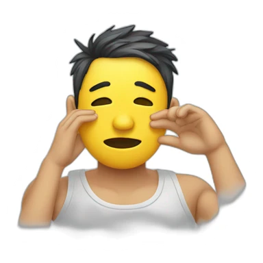 person wipes sweat from their face sticker