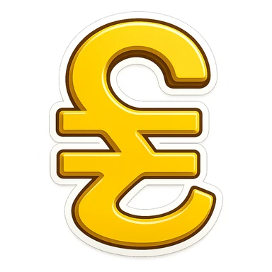 Ukrainian hryvnia currency symbol emoji, with a border, transparent background, in the style of apple emoji sticker