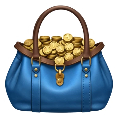 blue coins inside a leather bag  sticker