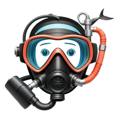 An icon featuring a close-up of a scuba diving mask, fins, and oxygen tank, with vibrant coral reefs and fish in the background. The design emphasizes the equipment and underwater beauty, symbolizing the thrill of exploring the deep sea. Transparent background highlights the serenity of the ocean. sticker