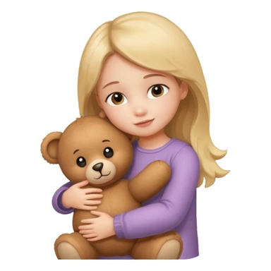 Little girl – hugging a teddy bear.
 sticker