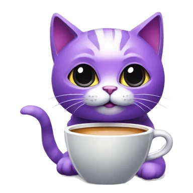 Cute purple hoverpetcat in spaceship with a cup of coffee by it's hand  sticker