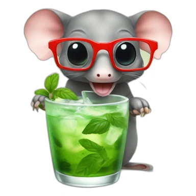 Elephant Shrew with glasses drinking mojito sticker
