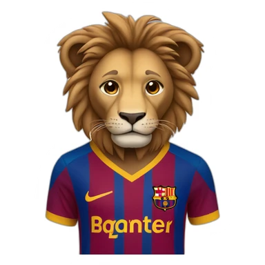 lion dressed in barcelona soccer gear sticker