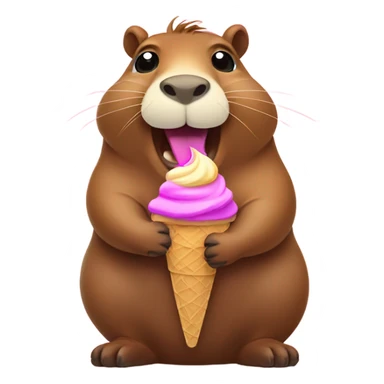 Capybara happy about ice cream sticker