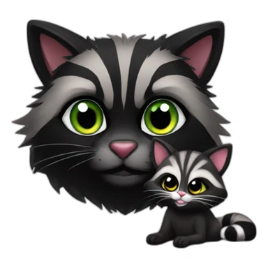 Racoon love a black cat sticker