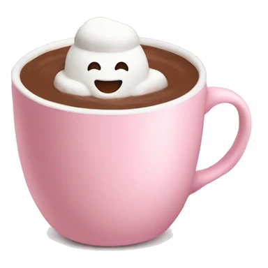 Hot chocolate with marshmallows in light pink cup sticker