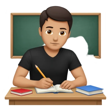 A handsome man in his 40s studying hard. Change his shirt in the first image to black. sticker