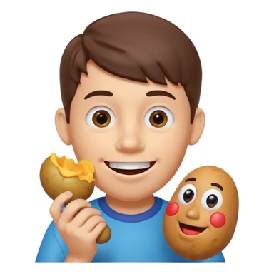 Boy eating Mr Potato Head sticker