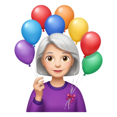 balloons holder older woman sticker
