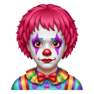 red glitter clown with the sad facial expression sticker