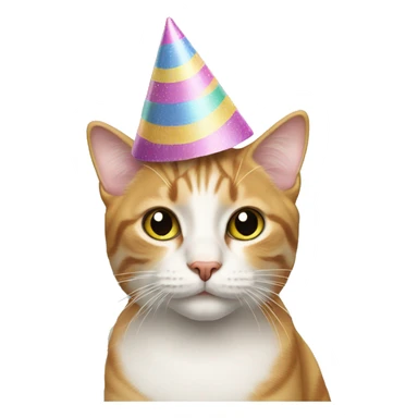 realistic cat in birthday cap sticker