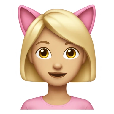 blonde girl with pink cat ears sticker