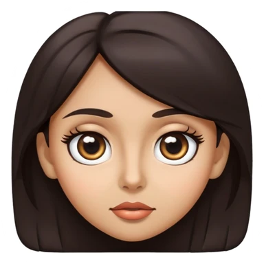 woman face with big eyes, medium skin tone, and dark hair sticker