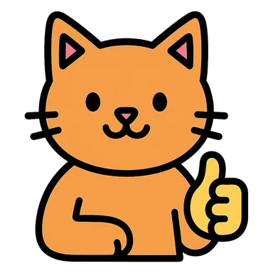 colored outlined icon of a cat giving a thumbs up sticker