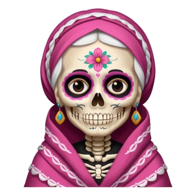 Abuelita skull día de muertos wearing rebozo rosa  sticker