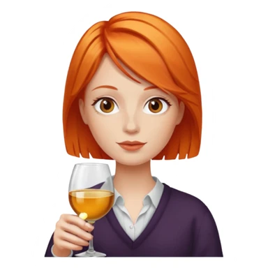 orange hair drinking wine sticker