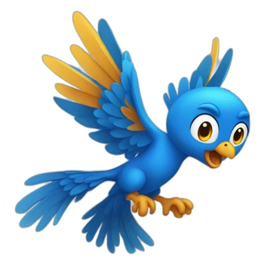 Blue Phoenix in an excited cartoon shape  sticker
