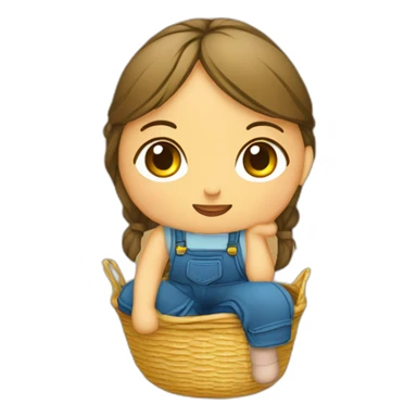 Fille assise sur un tas de paille sticker