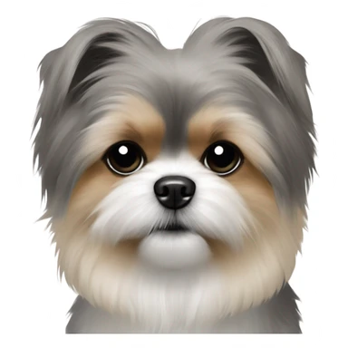 Pomeranian Shih Tzu mix with gray and black fur and black eyes pointy ears sticker