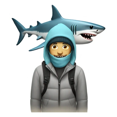 Shark hat with man in ski sticker