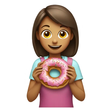 Girl eating a doughnut sticker