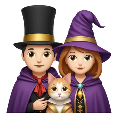 magician couple and their pet cat sticker