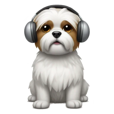 Shitzu with earmuffs on  sticker