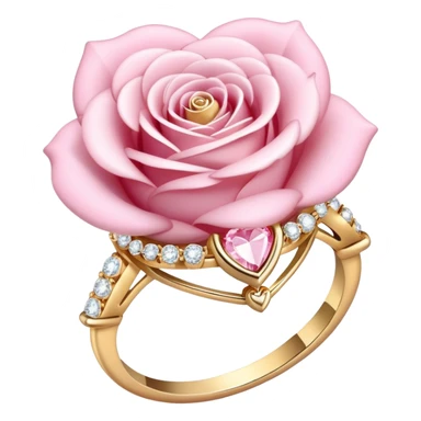 Romantic Pastel pink and gold rose heart gems crystals Diamond ring sticker