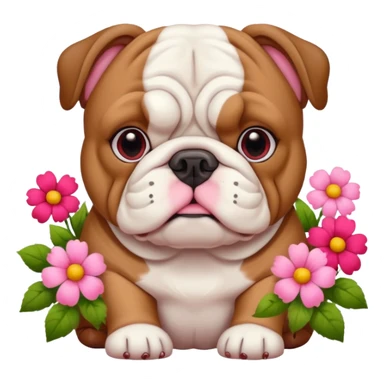 Bulldog with flowers  sticker