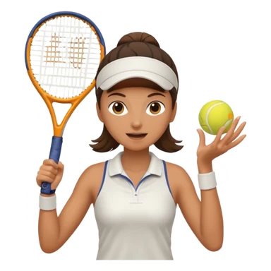 woman tennis player energetic pose holding tennis racket sticker