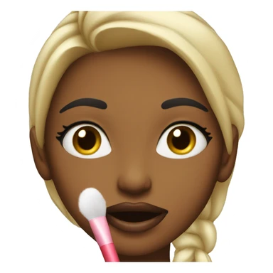 Girl applying lipgloss sticker