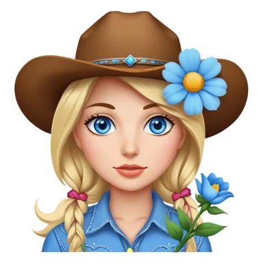 Cowgirl blue eyes with flower sticker