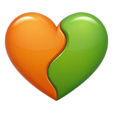 half green half orange heart sticker