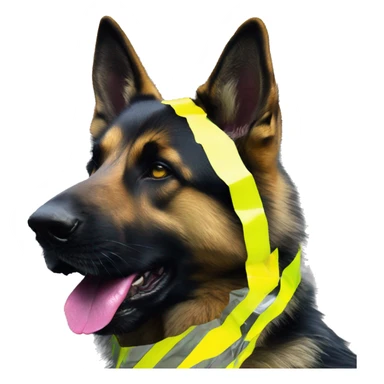 .Zombie_ Vaporwave black holographic oilslick zombie German shepherd dog yellow caution tape graffiti neon yellow stripes sticker