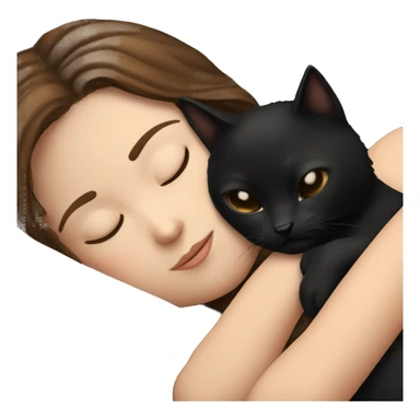 Brown hair girl sleeping with black cat sticker